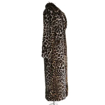 Elegant Leopard Print Faux Fur Maxi Coat for Winter