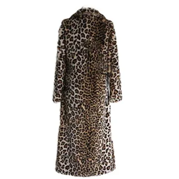 Elegant Leopard Print Faux Fur Maxi Coat for Winter