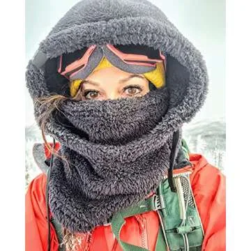 Senllen Balaclava Cold Weather Fleece Windproof Ski Mask Winter Breathable Thermal Face Mask Neck Warmer Scarf Helmet Hood for Men/Women Black