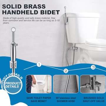 SonTiy Brass Handheld Bidet Sprayer for Toilet, All Metal Cloth Diaper Toilet Sprayer Bidet Attachme...