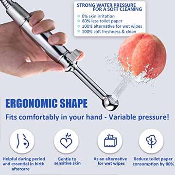 SonTiy Brass Handheld Bidet Sprayer for Toilet, All Metal Cloth Diaper Toilet Sprayer Bidet Attachment with Backflow Preventer, Adjustable Water Jet Spray, 7.2" Bidet Wand, Chrome