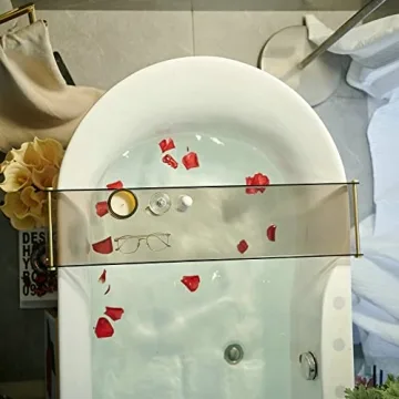 Luxury Bathtub Caddy Tray for All Bathtubs with Gold Handles