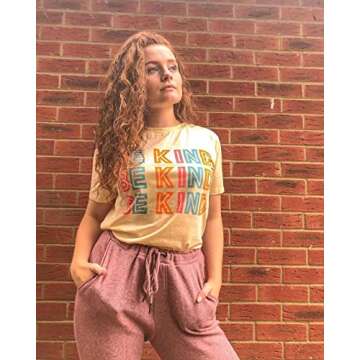 Blooming Jelly Womens Be Kind Shirt Short Sleeve Graphic Tees Loose Fit Tshirts Cute Casual Summer Tops Funny Teacher Outfits (US, Alpha, XX-Large, Regular, Regular, Multicolor)