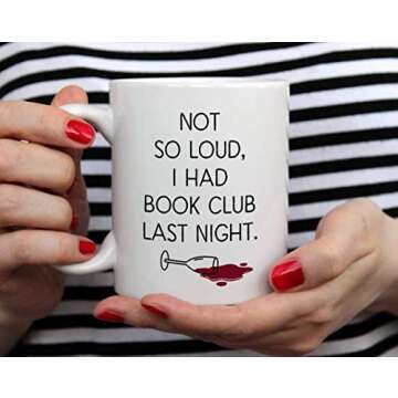 Funny Book Club Coffee Mug, Reading Wine Lover Cup, Bookish Bibliophile Librarian Bookworm Gifts (11...