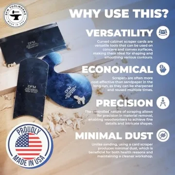 DFM Tool Works Curved Cabinet Scraper Cards Set - USA Made