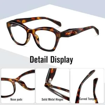 kimorn Blue Light Blocking Glasses,Anti Eyestrain & UV Protection,Cat Eyes Frame Glasses for Women Men (Tortoiseshell)