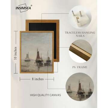 InSimSea Framed Vintage Marine Canvas Prints - 8x10 Art