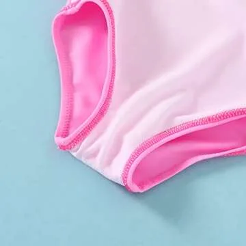 YOUNGER TREE Toddler Girl One Piece Swimsuit Color Block Stripe Swimwear Summer Beach Bathing Suit 12M-5T (12-18 Months, Pink Stripe)