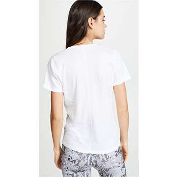 Monrow Women's V Neck Tee, White, S