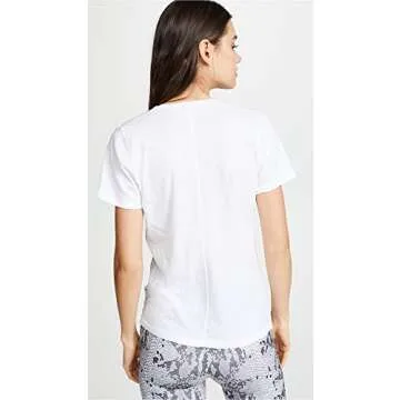 Monrow Women's V Neck Tee, White, S