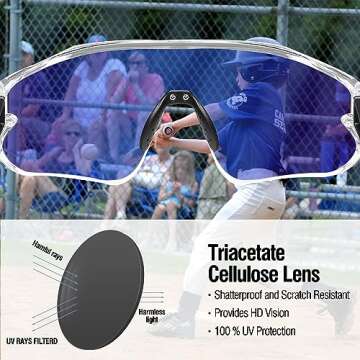 DUCO Kids Sunglasses Youth Baseball Sun Glasses Lightweight TR90 Frame UV400 Sports Cycling Shades for Boys Girls DK268