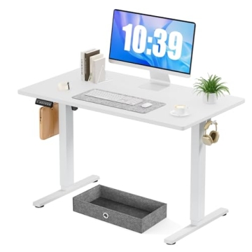 DUMOS Adjustable Height Electric Standing Desk with Drawer, Ergonomic Design for Home and Office
