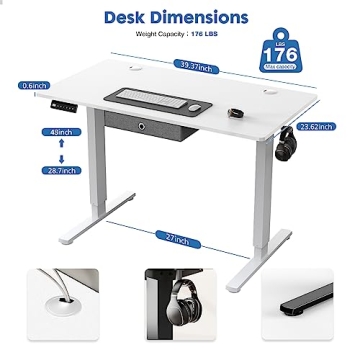 DUMOS Adjustable Electric Standing Desk 40 x 24 in