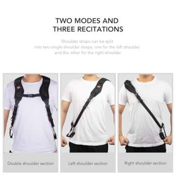 ztowoto Camera Strap Double Shoulder Camera Strap Harness Quick Release Adjustable Dual Camera Tether Strap with Safety Tether and Lens Cleaning Cloth for DSLR SLR Camera