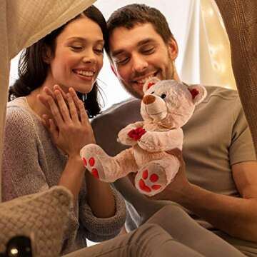 Gifts for Wife Fiancée Girlfriend, 10 inch Teddy Bear Romantic Naughty Gifts for Her Women Mom Kids Who Love Funny Cute Bear, Plush Stuffed Animals Gifts for Wedding Anniversary Birthday Mothers Day