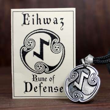 Eihwaz Rune Pendant - Protective Pewter Necklace