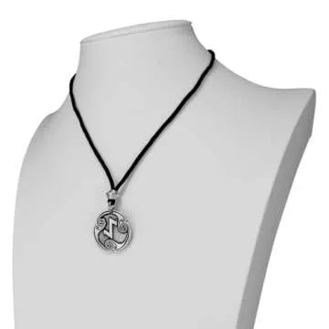 Eihwaz Rune Pendant - Protective Pewter Necklace