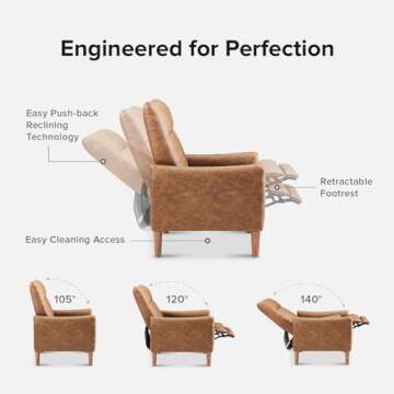 Mopio Arthur Recliner Chair - Comfortable Accent Armchair