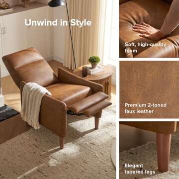 Mopio Arthur Recliner Chair - Comfortable Accent Armchair