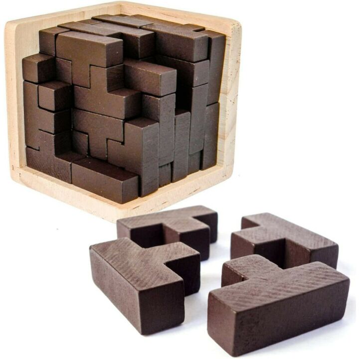 Original 3D Wooden Brain Teaser Puzzle - T-Shape