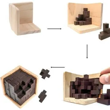 Original 3D Wooden Brain Teaser Puzzle - T-Shape