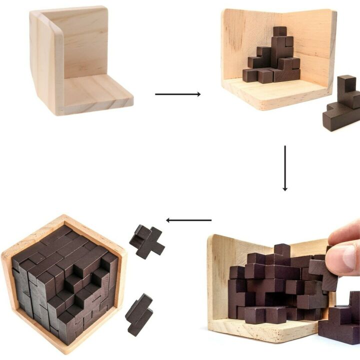 Original 3D Wooden Brain Teaser Puzzle - T-Shape