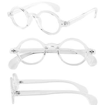 Beison Small Round Eyeglasses Stylish Clear Lens