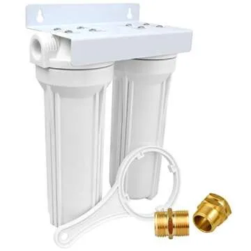 External RV Dual Water Filter System for RVs Boats Motor Homes Marines,Included Two Fliters and Mounting Bracket
