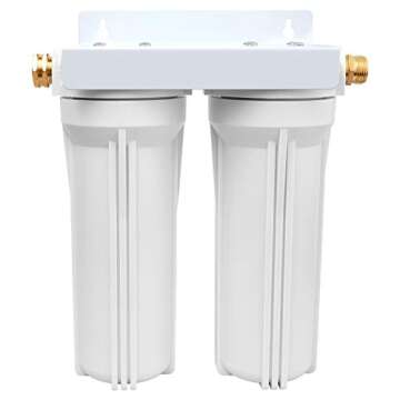 External RV Dual Water Filter System for RVs Boats Motor Homes Marines,Included Two Fliters and Mounting Bracket