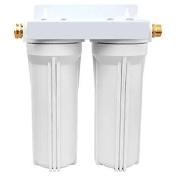 External RV Dual Water Filter System for RVs Boats Motor Homes Marines,Included Two Fliters and Mounting Bracket