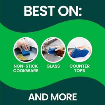 Scotch-Brite Zero Scratch Non-Scratch Scrub Sponges, Sponges for Cleaning Kitchen, Bathroom, and Household, non-scratch Sponges Safe for Non-Stick Cookware, 12 Scrubbing Sponge