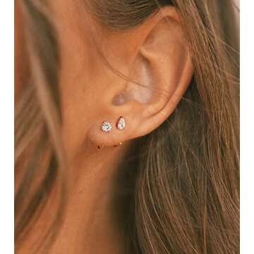 Kenivira 18K Gold Huggie Hoop Earrings for Women