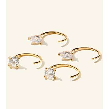 Kenivira 18K Gold Huggie Hoop Earrings for Women