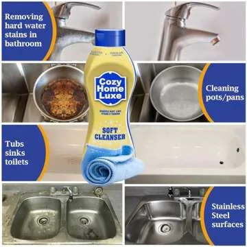 13oz Soft Cleanser Bundled With Soft Cleanser And Microfiber Towel - Stainless Steel Barkeepers Friend Cleaner for Pots and Pans, Cooktops, Hard Water Stains, Kitchens, Bathrooms & More Applications