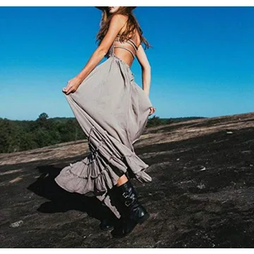 R.Vivimos Women's Backless Long Maxi Dress for Summer