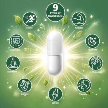 Magnesium Supplement with 9 Forms of High Absorption Magnesium: L-threonate, Glycinate, Citrate, Mal...