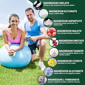 Magnesium Supplement with 9 Forms of High Absorption Magnesium: L-threonate, Glycinate, Citrate, Malate and More for Muscle, Brain Support, Non-GMO, Gluten & Soy Free, 60 Capsules