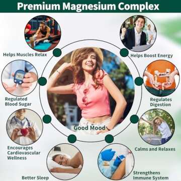 Magnesium Supplement with 9 Forms of High Absorption Magnesium: L-threonate, Glycinate, Citrate, Malate and More for Muscle, Brain Support, Non-GMO, Gluten & Soy Free, 60 Capsules