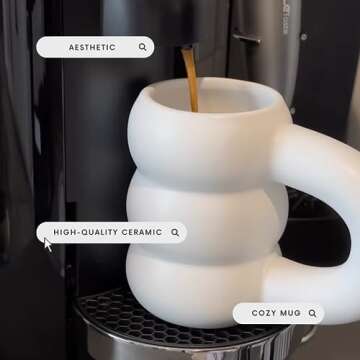 Memoria Collection Cloud Mug - Microwave Safe, Perfect For Coffee and Minimalist Design Lovers - Ceramic Tea Chubby Mug with Handle - Aesthetic Mug, 11oz