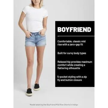 Silver Jeans Women's Boyfriend Mid Rise Shorts - Comfy & Stylish