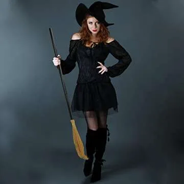 Skeleteen Witch Broomstick Costume Accessories - Realistic Wizard Flying Broom Stick Accessory For Costumes