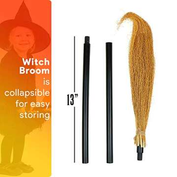 Skeleteen Witch Broomstick Costume Accessories - Realistic Wizard Flying Broom Stick Accessory For Costumes