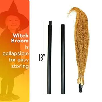 Skeleteen Witch Broomstick Costume Accessories - Realistic Wizard Flying Broom Stick Accessory For Costumes