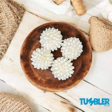 Tumbler Home Real White Seashell Sphere - 3 Inches Wide - Beach House Shelf Decor - Coastal Decorati...
