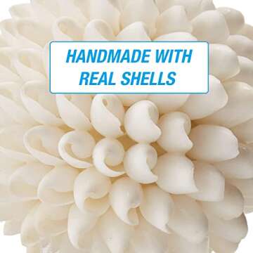 Tumbler Home Real White Seashell Sphere - 3 Inches Wide - Beach House Shelf Decor - Coastal Decorative Balls for Bowls