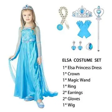 Gridamea Elsa Dress Up for Girls - Anna Princess Costume for Kids with Crown,Wand,Gloves for Party/C...