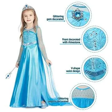 Gridamea Elsa Dress Up for Girls with Accessories 3-10 Years