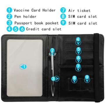 GDTK Leather Passport Holder Cover Case RFID Blocking Travel Wallet (Black)