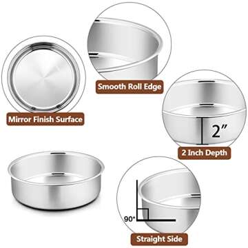 P&P CHEF Round Baking Pan Set - 4 Heavy Duty Stainless Steel