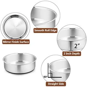 P&P CHEF Round Baking Pan Set - 4 Heavy Duty Stainless Steel